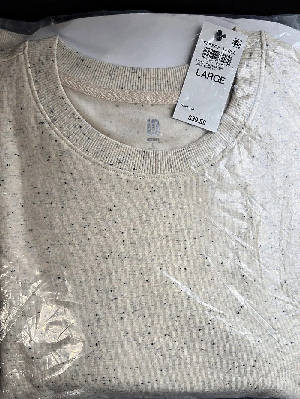 Ideology Fleece Table Speckled Fleece Sweatshirt Size Large NWT